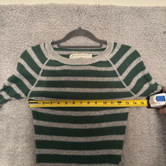 Vintage Mossimo Green Grey Striped Y2K Fitted Sweater Sz Small Preppy - Picture 6 of 7